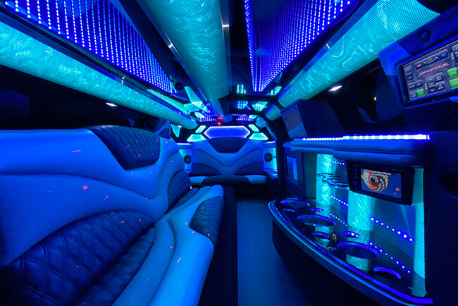 inside a beautiful limo