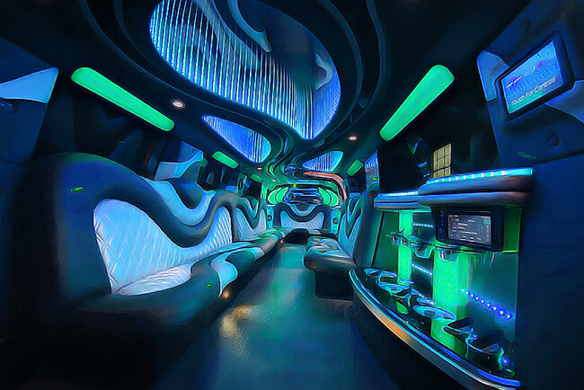 inside a beautiful limo