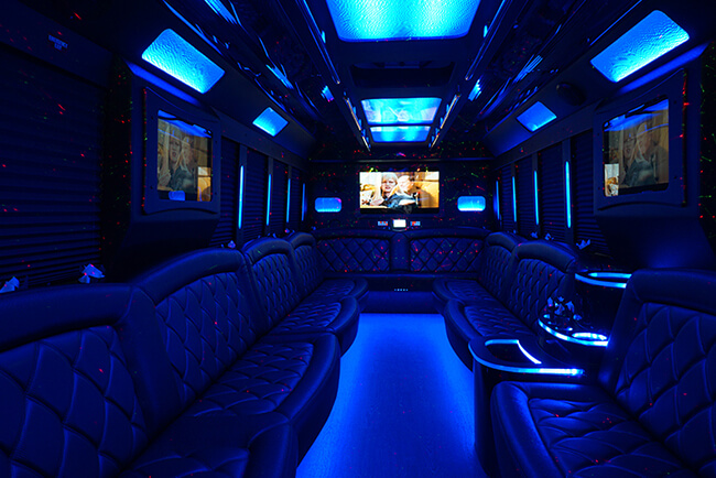 inside one of our party buses